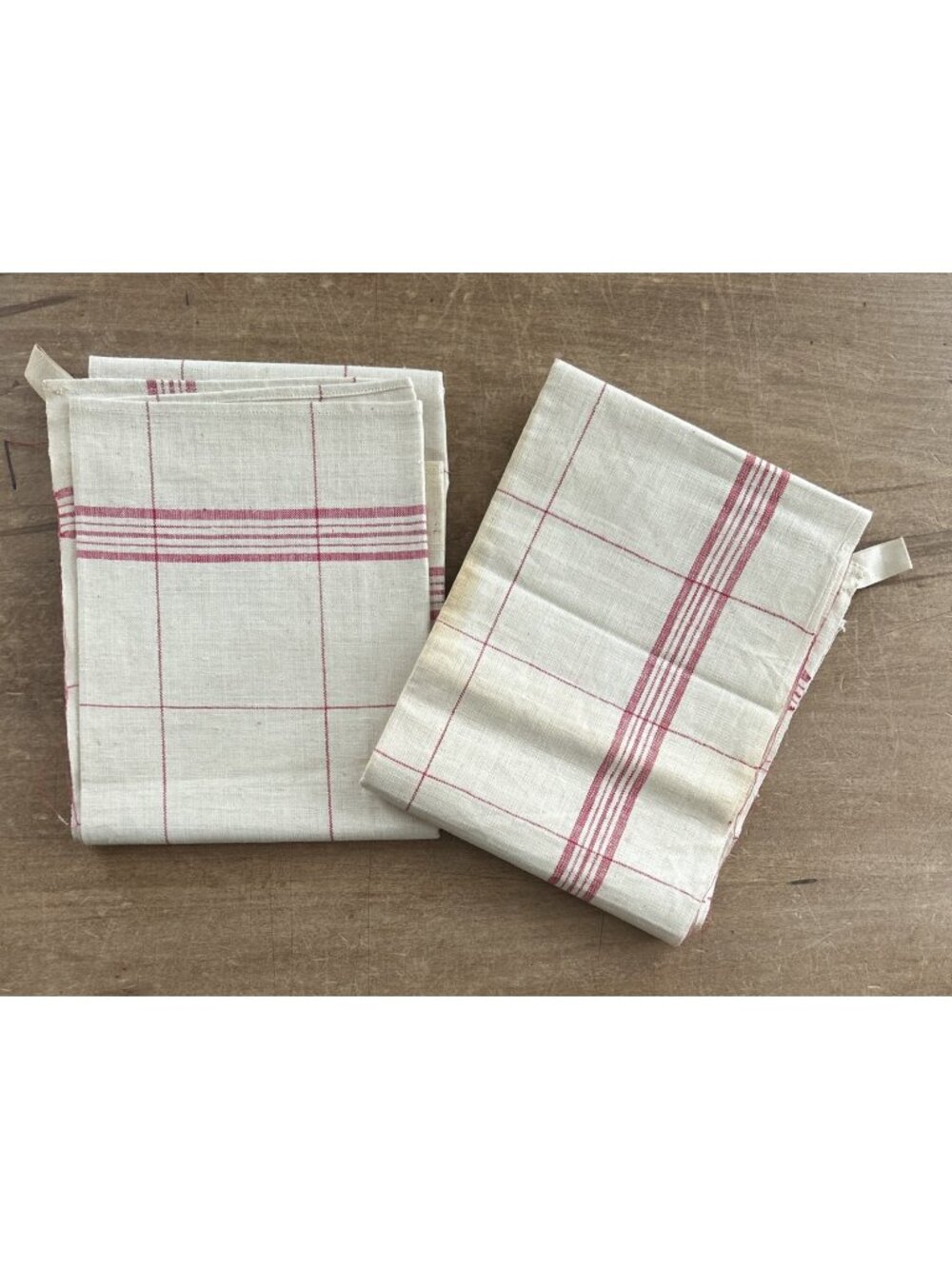 Pair of Antique Vintage Rustic French TORCHON Linen Dish Tea Towels Farmhouse